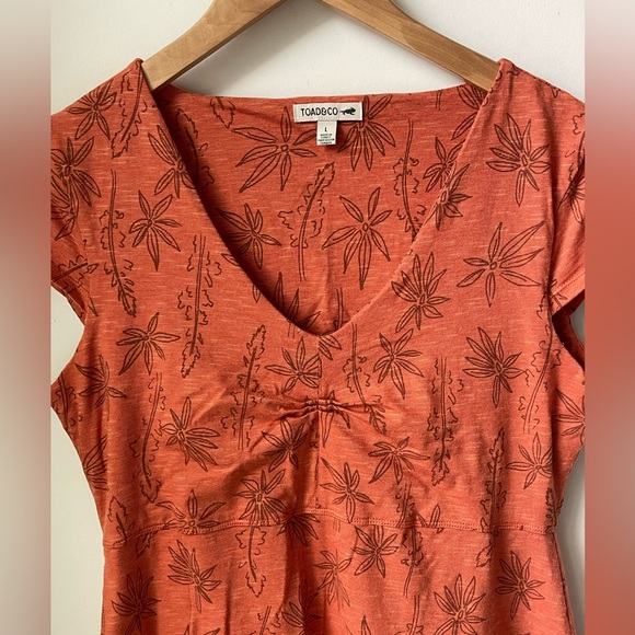 Toad&CO Rosemarie Dress in Poppy Airy Floral Print A Lined Stretch Ruched Size L - Picture 5 of 8